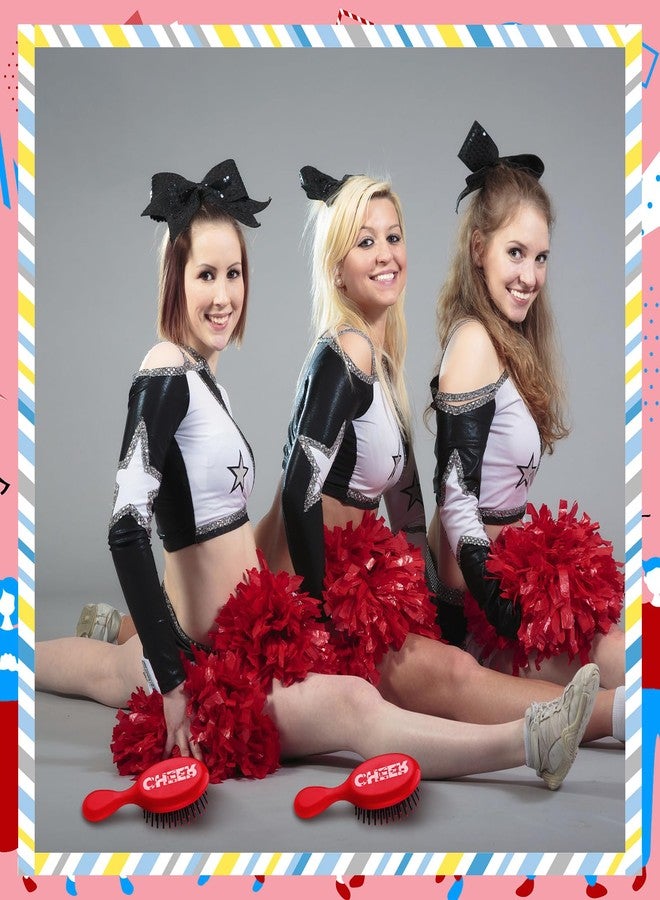 SiliFine 20 Pack Cheer Mini Hair Brushes Bulk Cheer Gifts Bulk for Team Detangling Hair Brushes Plastic with Bristles for Cheerleader Team Sport Valentine Gifts for Women(Red) - Image 5